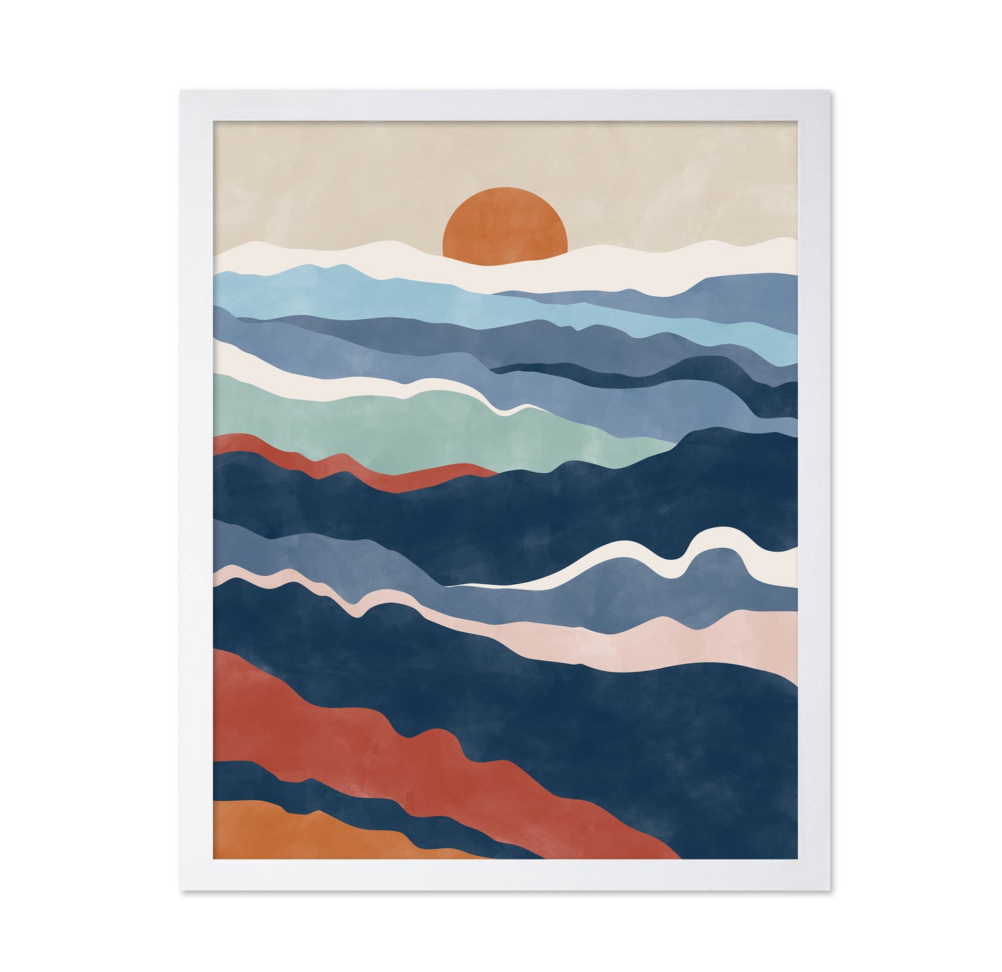Abstract Landscape With Layered Waves