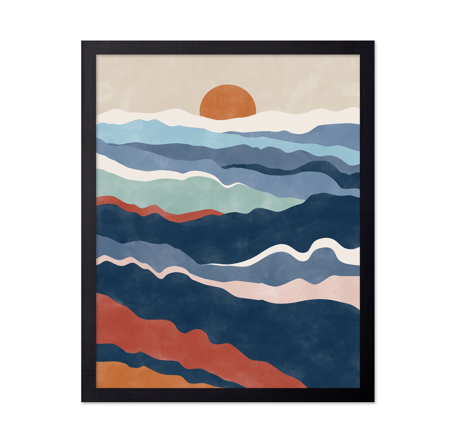Abstract Landscape With Layered Waves