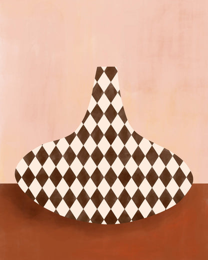 Beige & Brown Checkered Vase