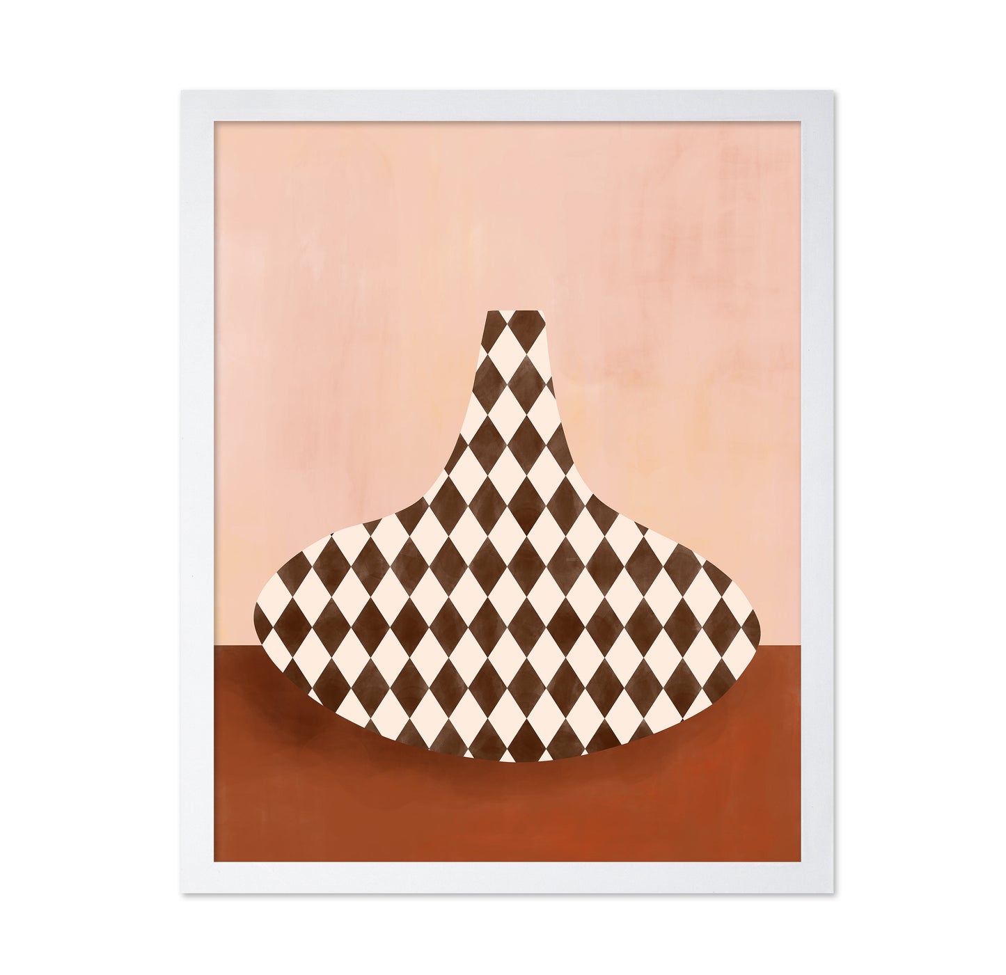 Beige & Brown Checkered Vase