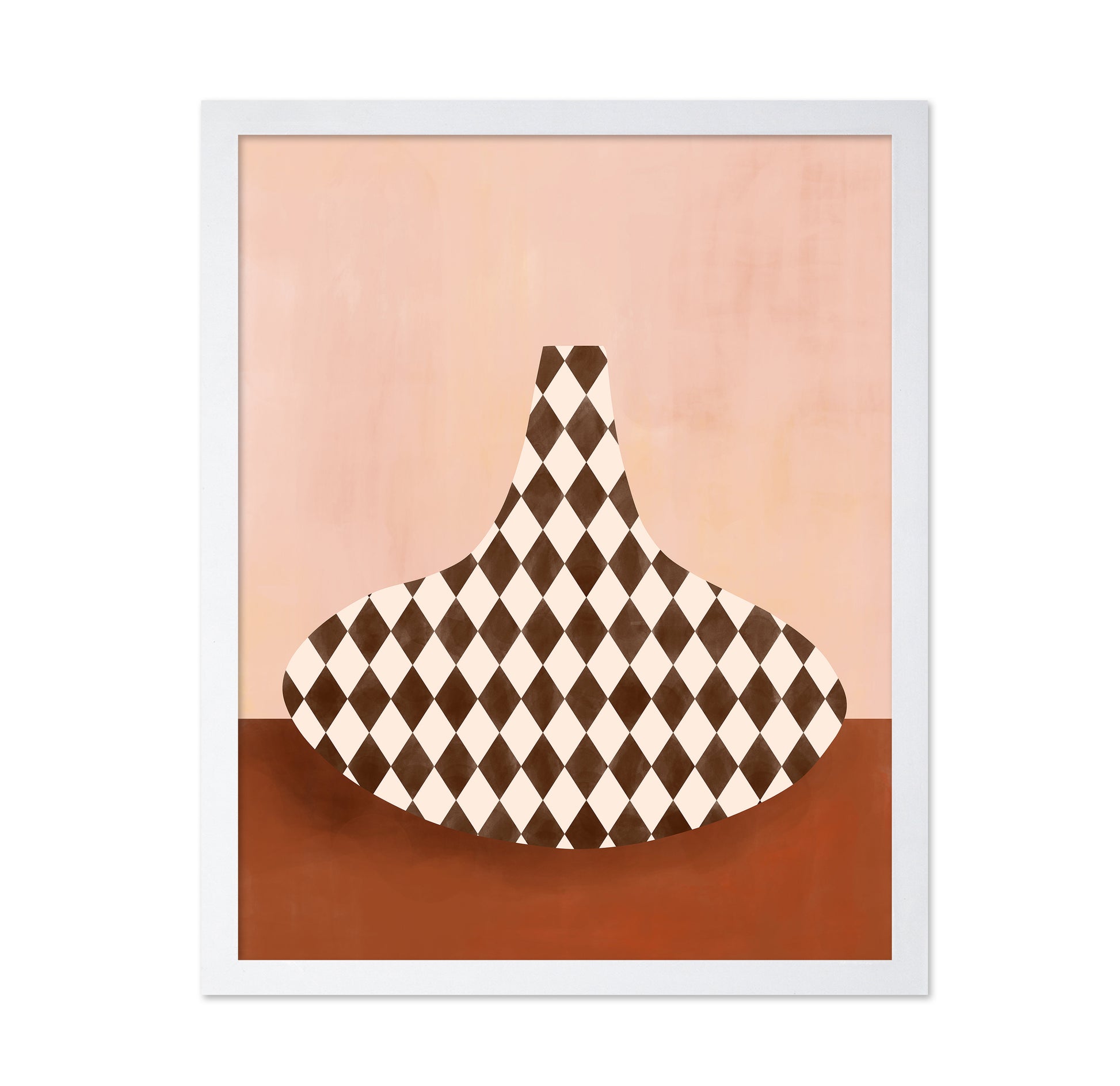 Beige & Brown Checkered Vase