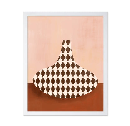 Beige & Brown Checkered Vase