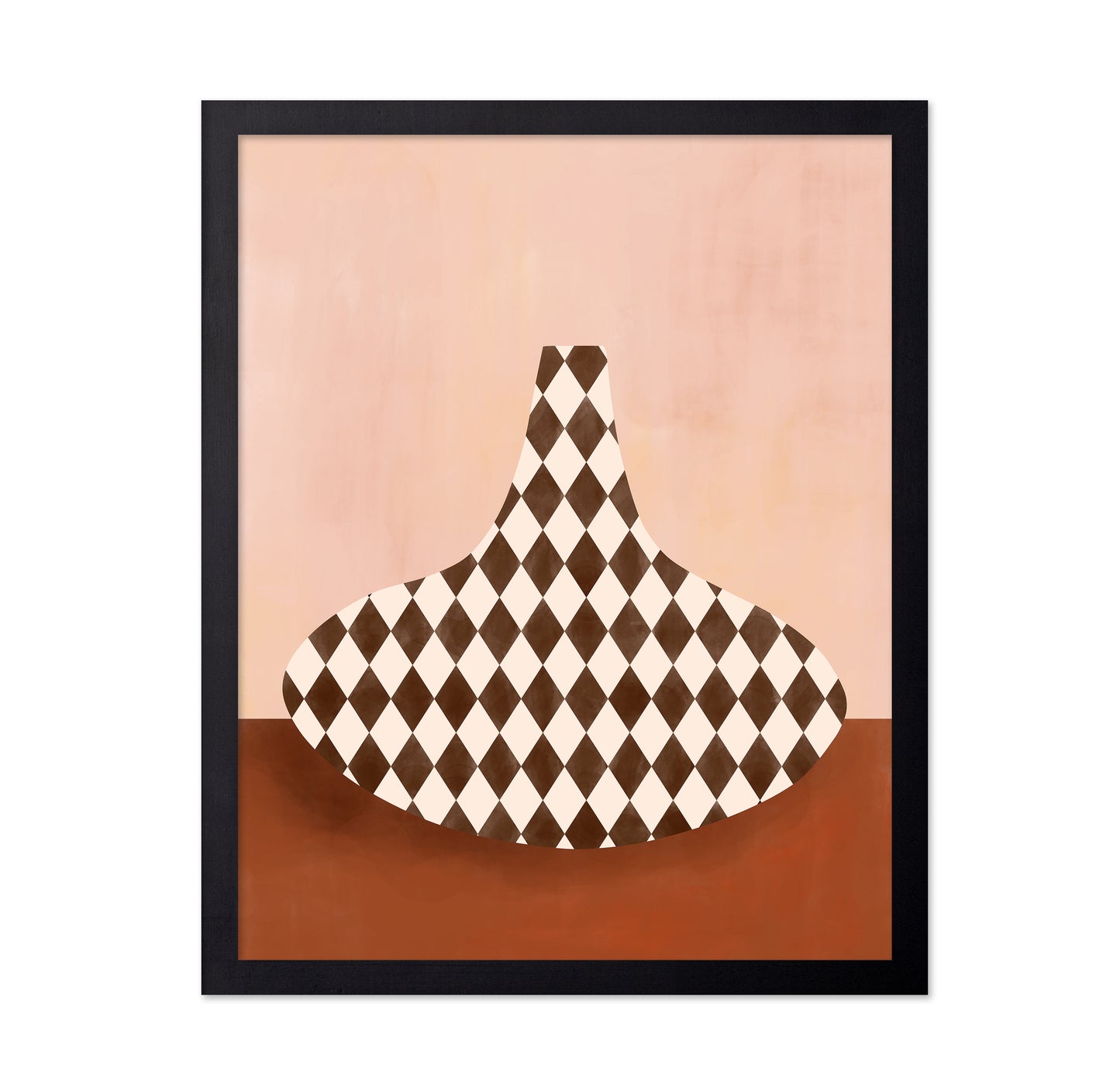 Beige & Brown Checkered Vase