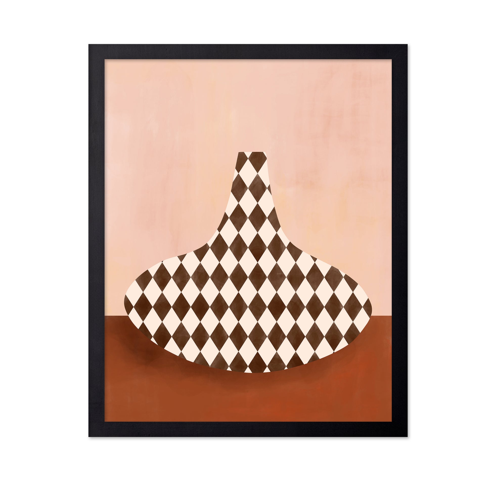 Beige & Brown Checkered Vase