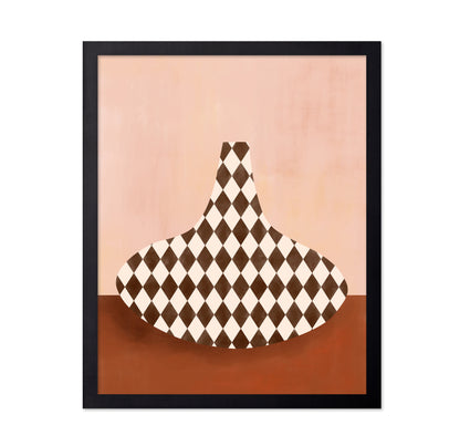 Beige & Brown Checkered Vase