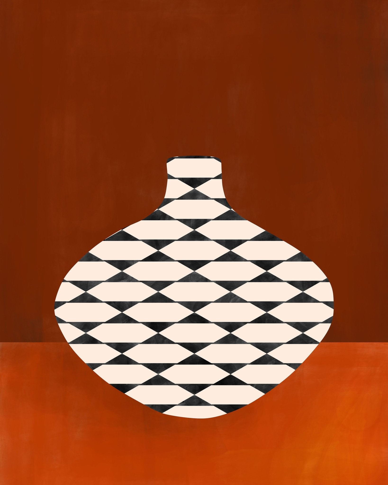 Geometric Vase in Terracotta