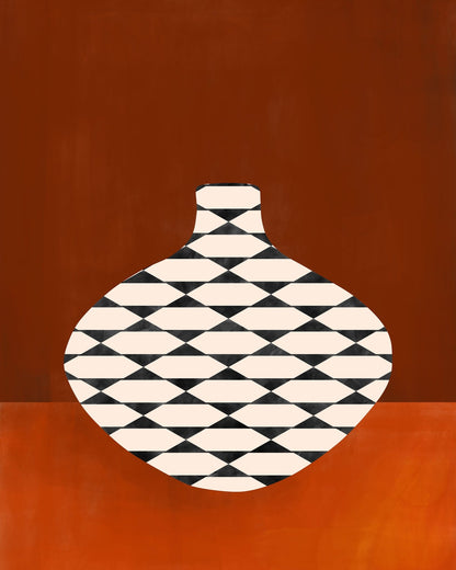 Geometric Vase in Terracotta