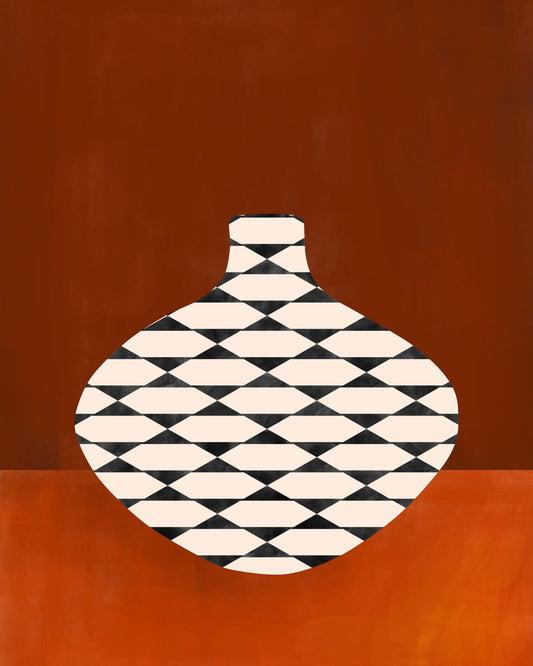 Geometric Vase in Terracotta