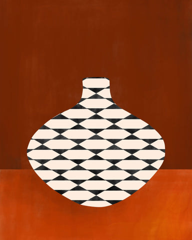 Geometric Vase in Terracotta
