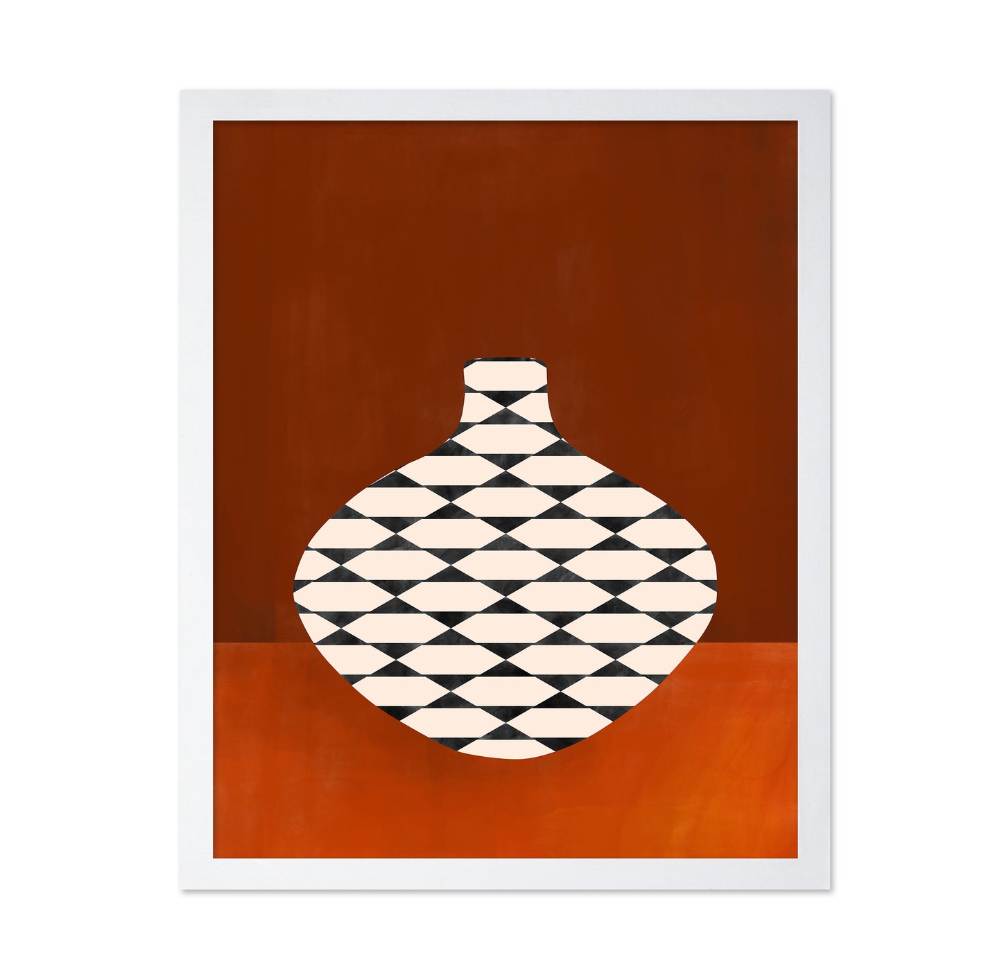 Geometric Vase in Terracotta