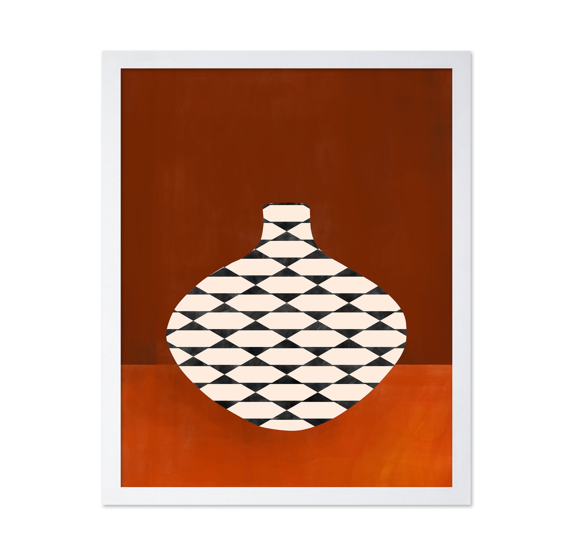 Geometric Vase in Terracotta