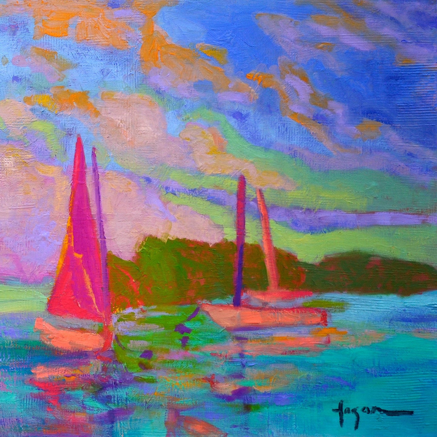 Sailboats At Dusk