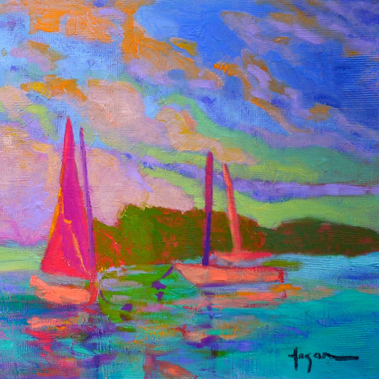 Sailboats At Dusk