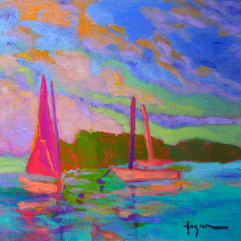 Sailboats At Dusk
