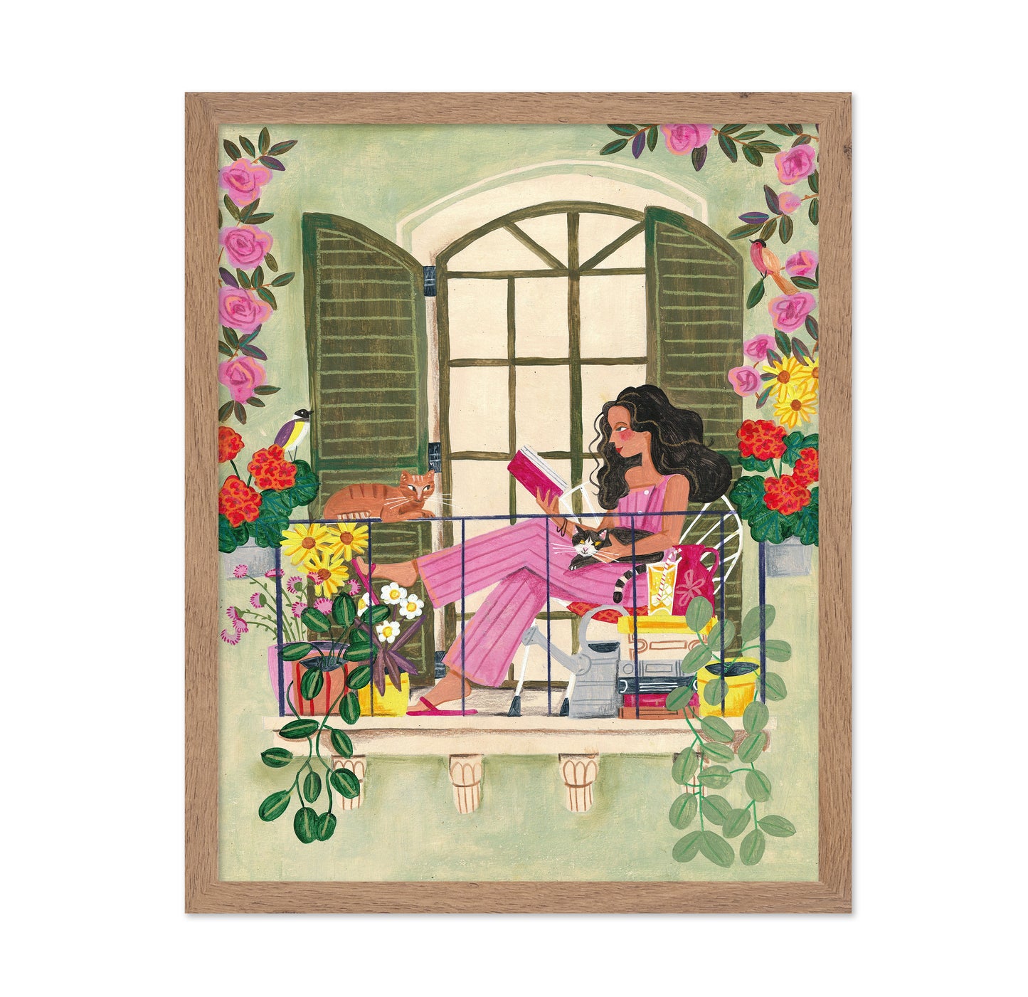 Woman Reads On Balcony