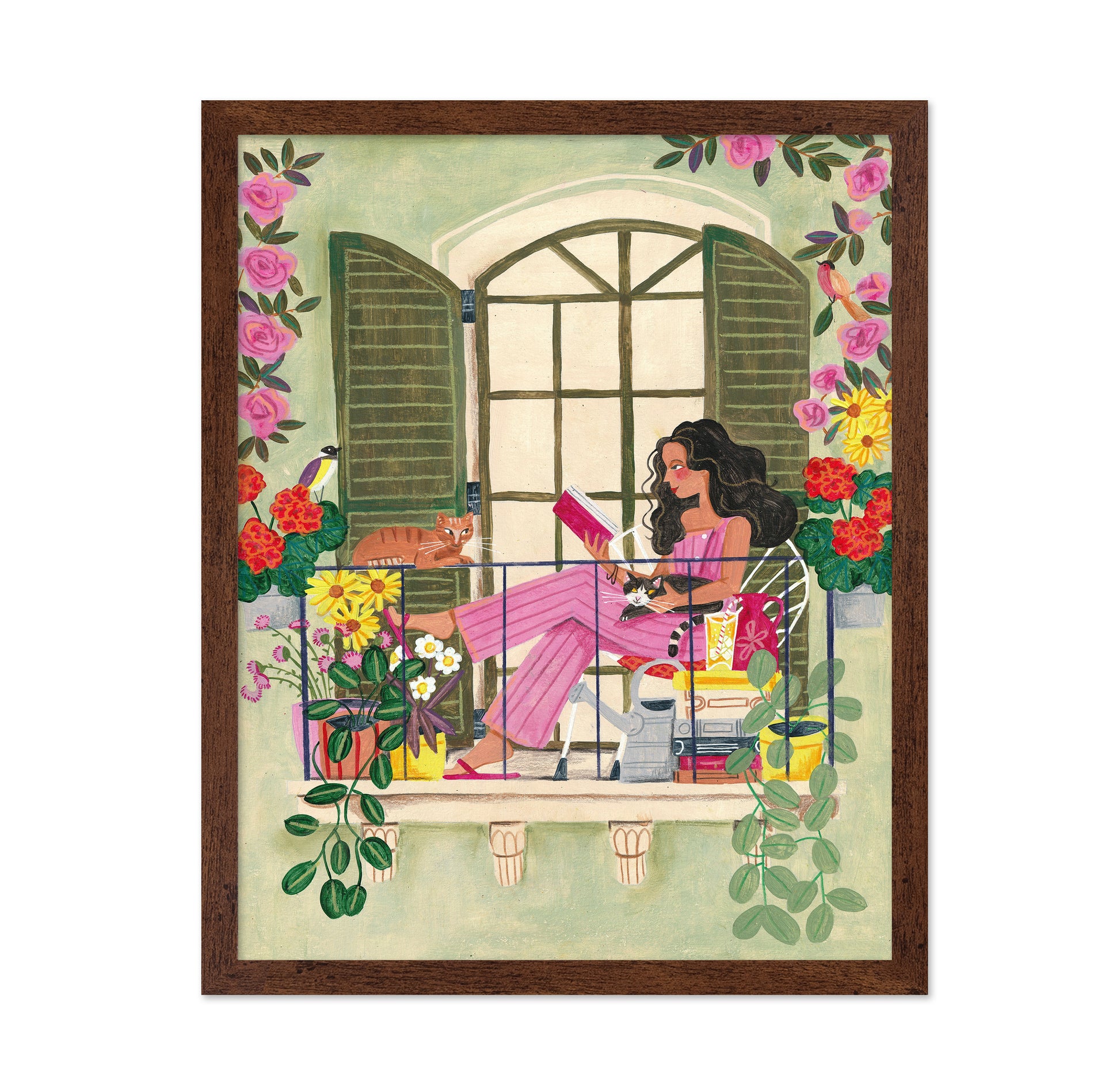 Woman Reads On Balcony
