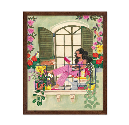 Woman Reads On Balcony