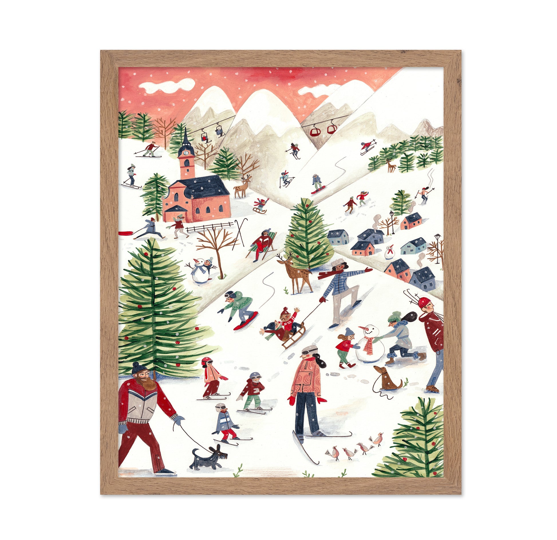 Mountain Landscape with Houses in the Snow