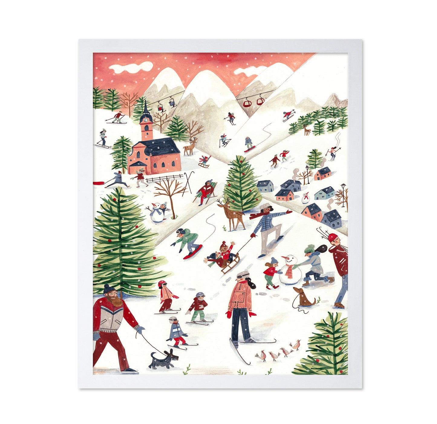 Mountain Landscape with Houses in the Snow