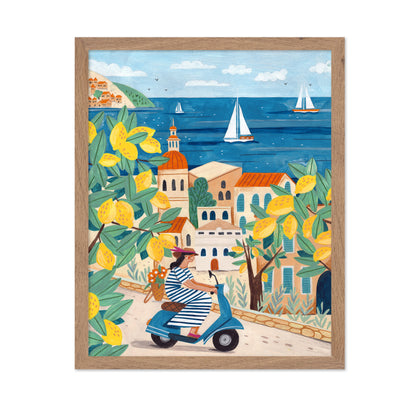Travel Poster Woman On The Amalfi Coast Italy