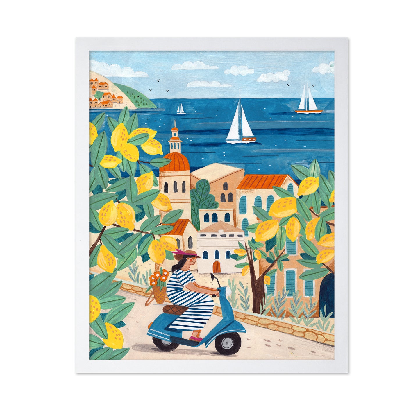 Travel Poster Woman On The Amalfi Coast Italy
