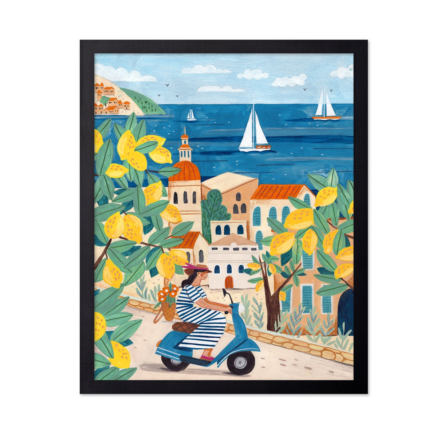 Travel Poster Woman On The Amalfi Coast Italy