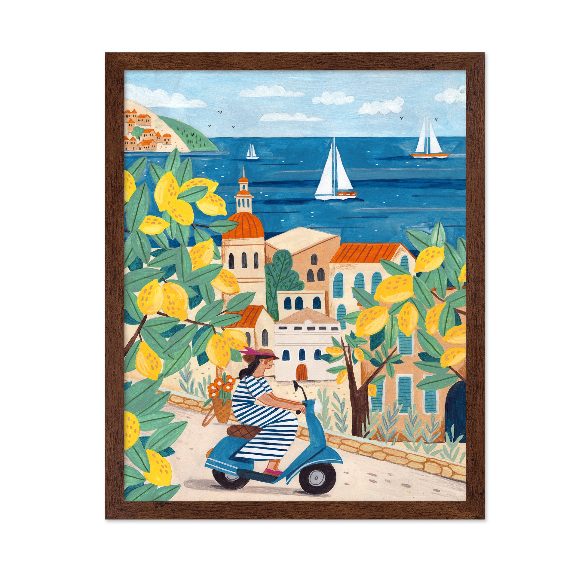 Travel Poster Woman On The Amalfi Coast Italy