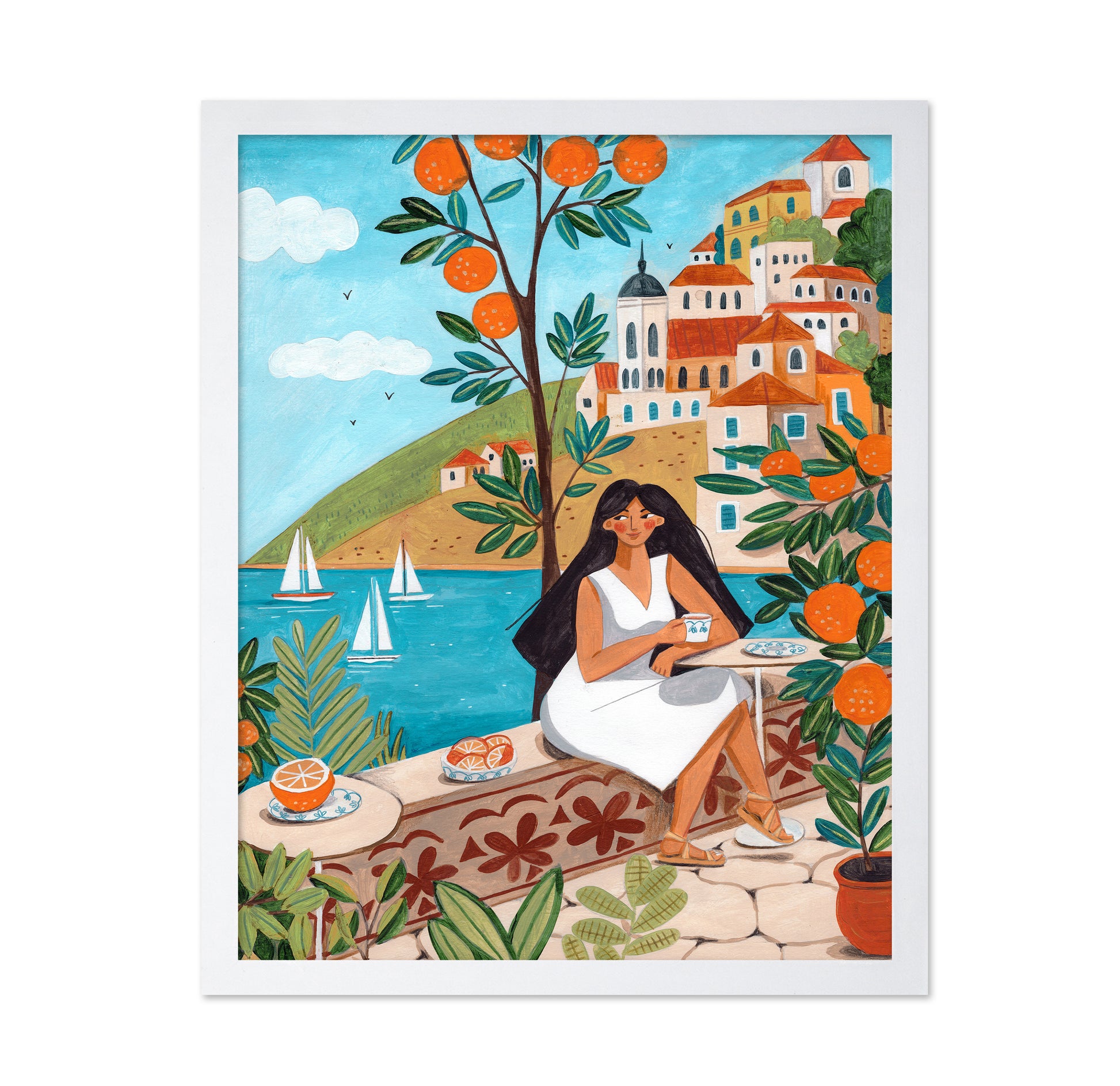 Travel Poster Woman In Mediterranean Coast