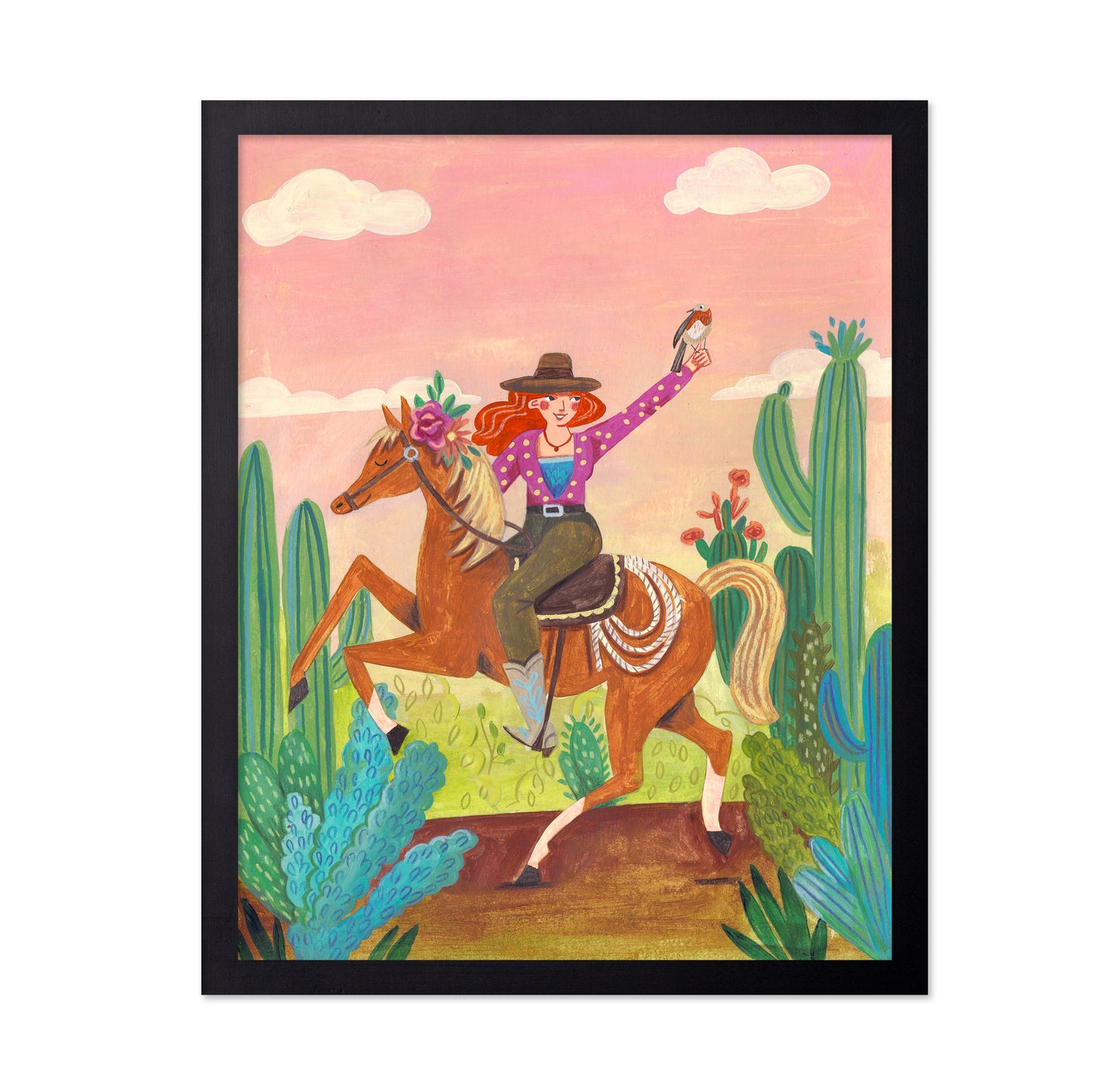 Cowgirl On Horse In The Desert