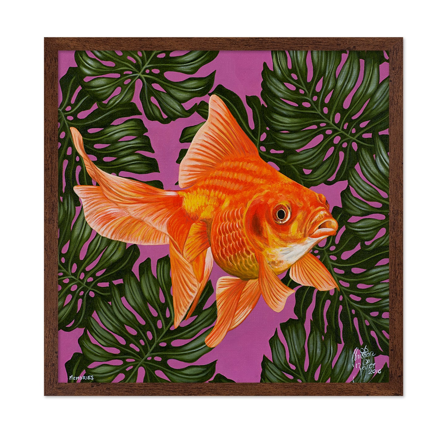 Goldfish and Monstera