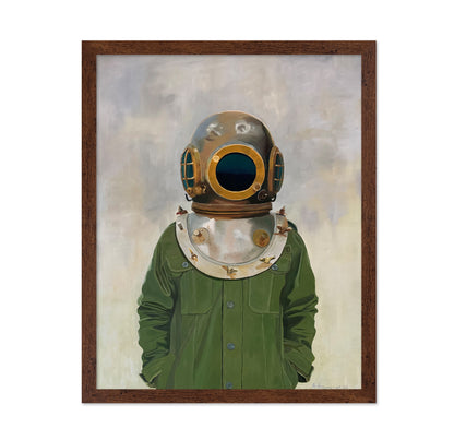 Vintage Diver's Helmet On A Person