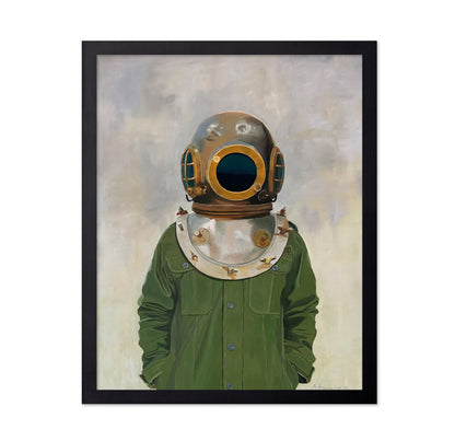 Vintage Diver's Helmet On A Person