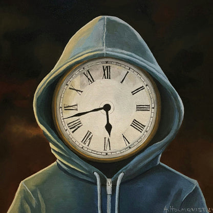 Figure In A Hoodie With A Clock Face