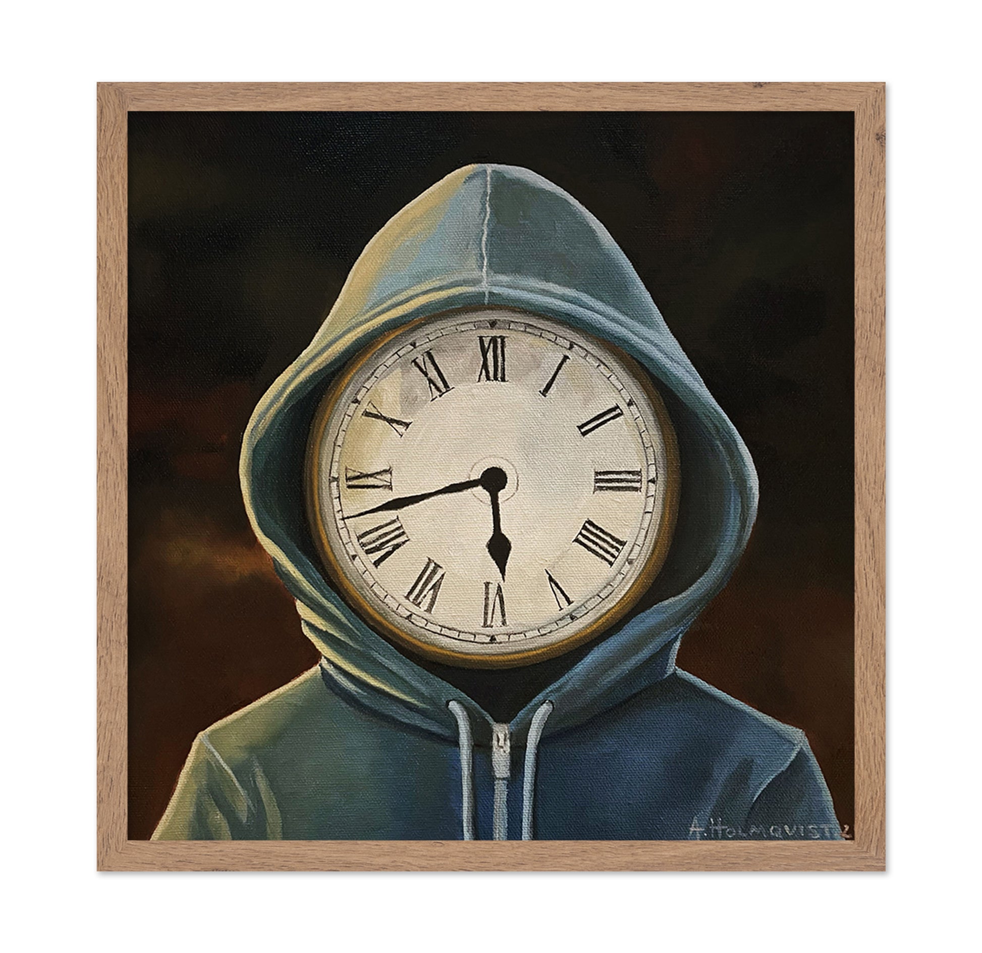 Figure In A Hoodie With A Clock Face