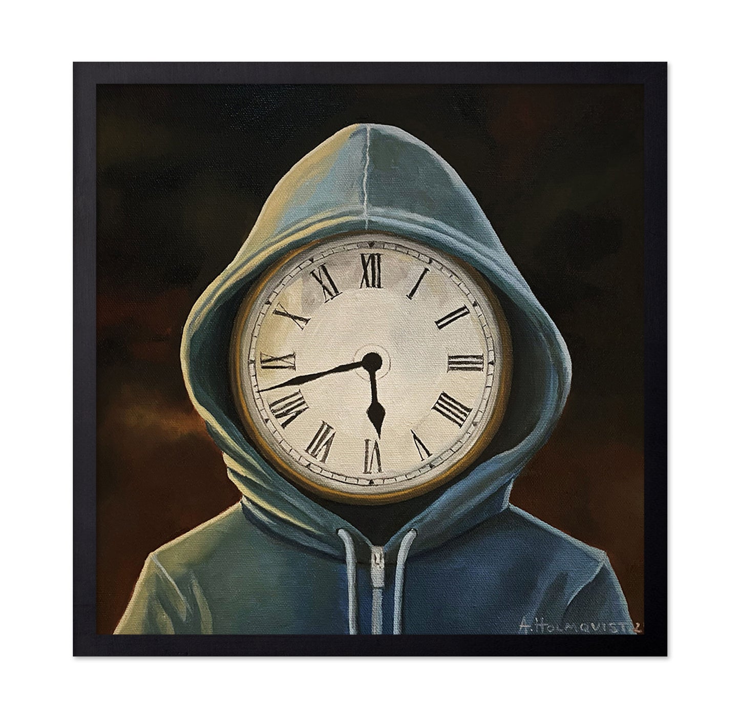 Figure In A Hoodie With A Clock Face