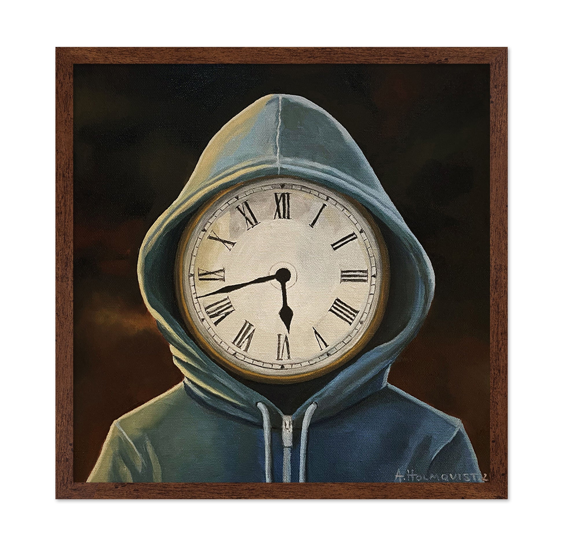 Figure In A Hoodie With A Clock Face