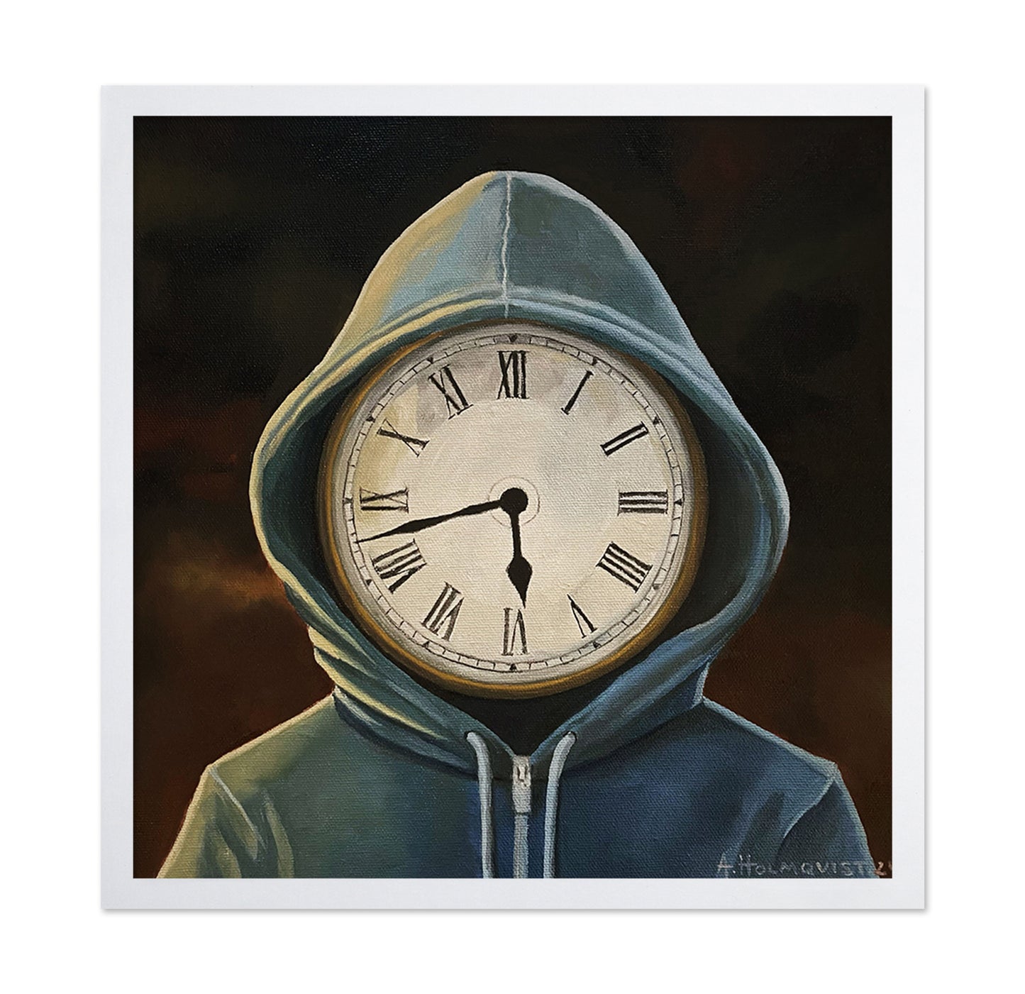 Figure In A Hoodie With A Clock Face