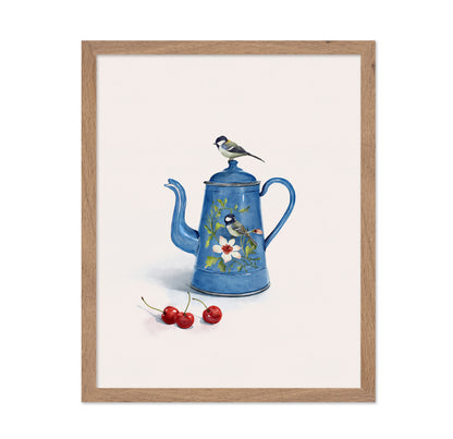 Blue Kettle With Birds