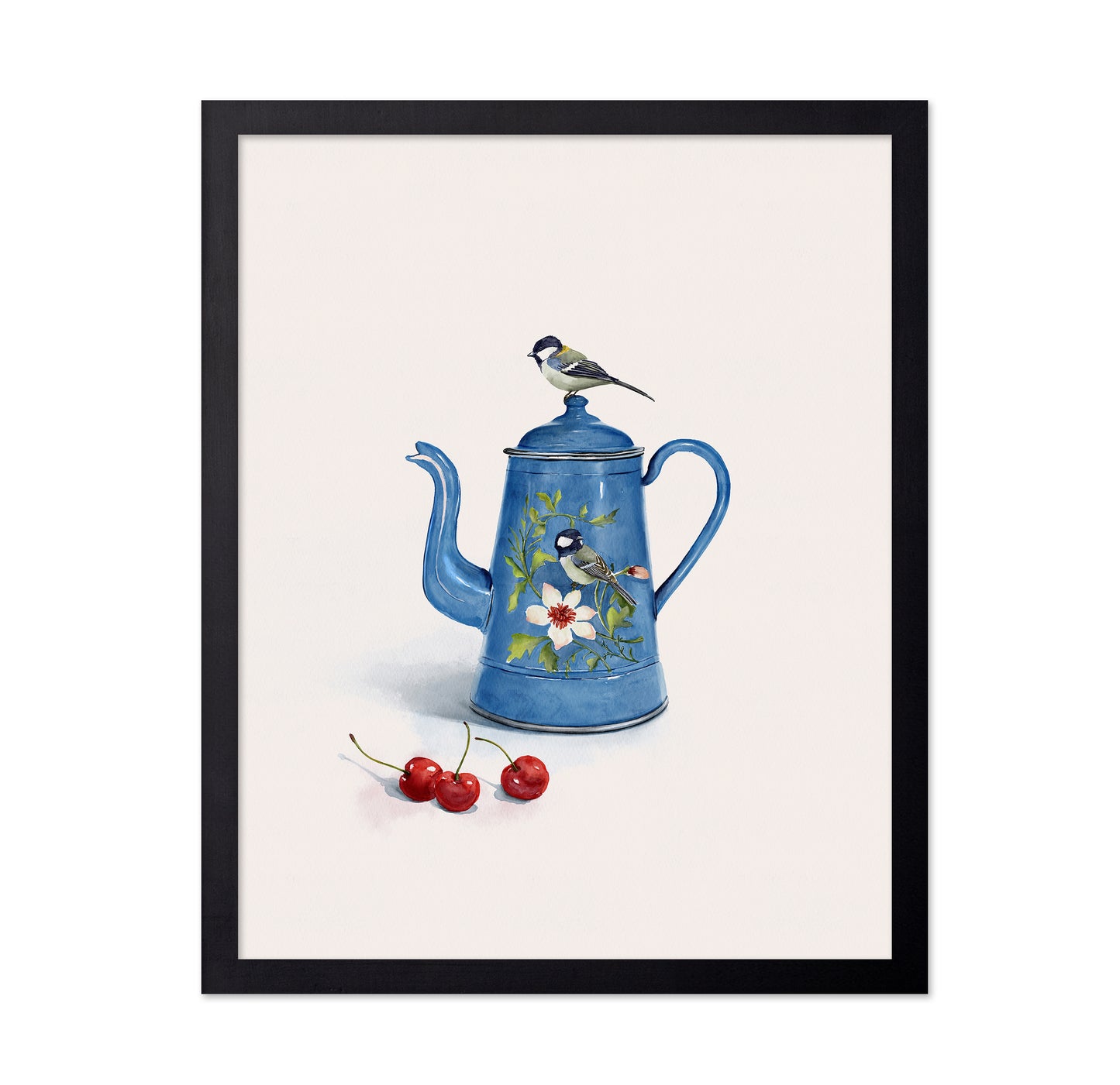 Blue Kettle With Birds