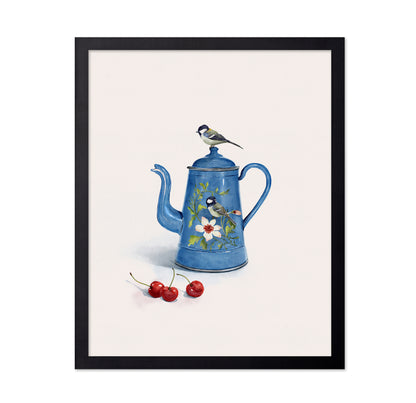 Blue Kettle With Birds