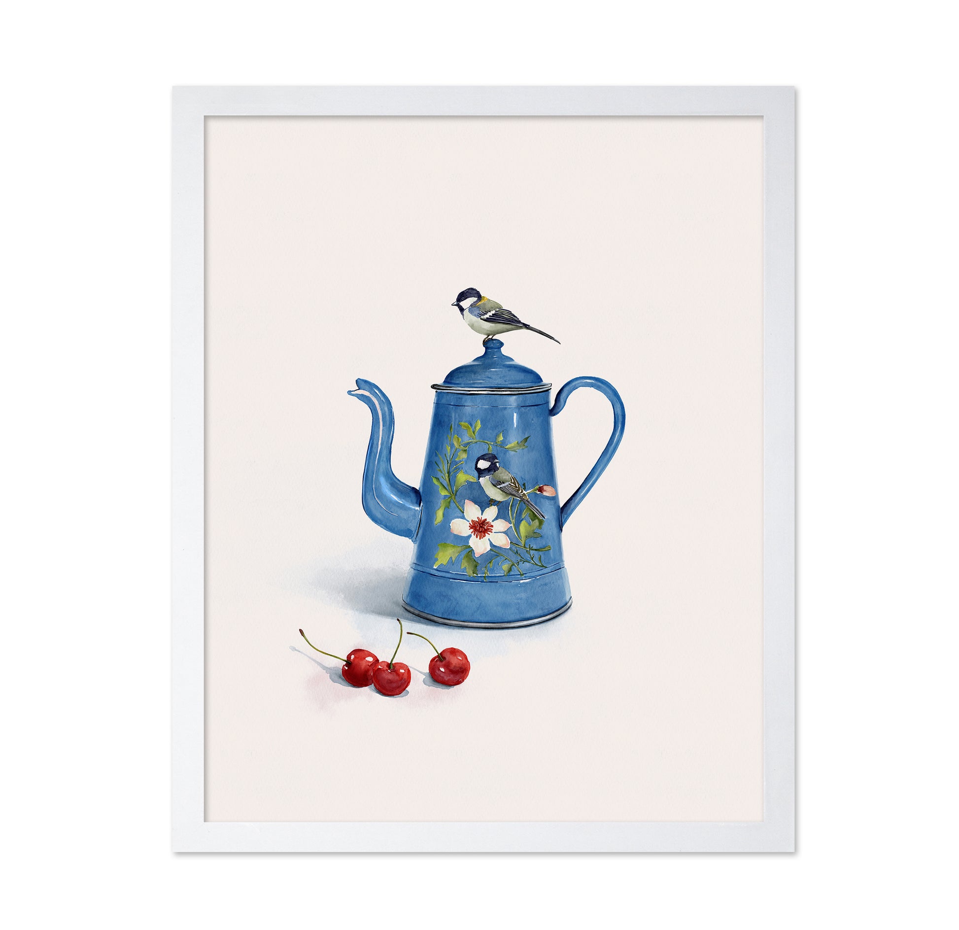 Blue Kettle With Birds