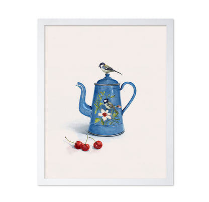 Blue Kettle With Birds