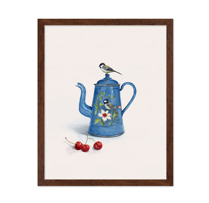 Blue Kettle With Birds