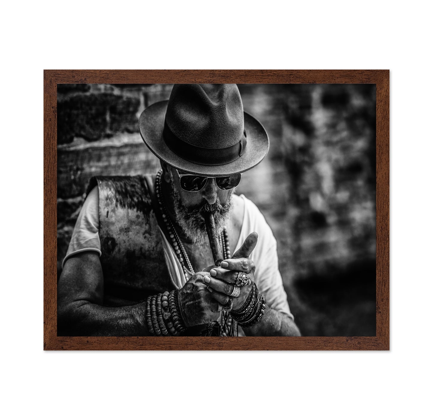 Bearded Old Man Smoking Cigar