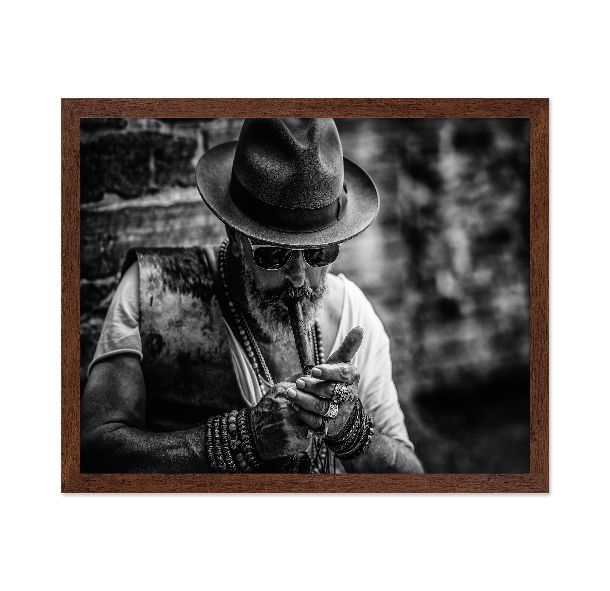 Bearded Old Man Smoking Cigar