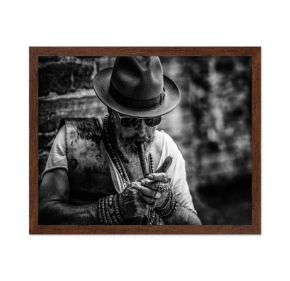 Bearded Old Man Smoking Cigar