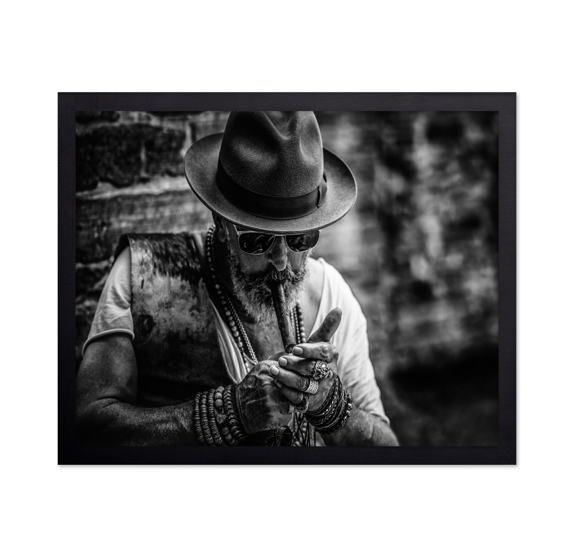 Bearded Old Man Smoking Cigar