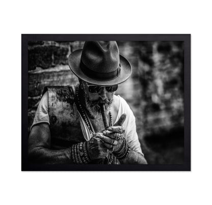 Bearded Old Man Smoking Cigar