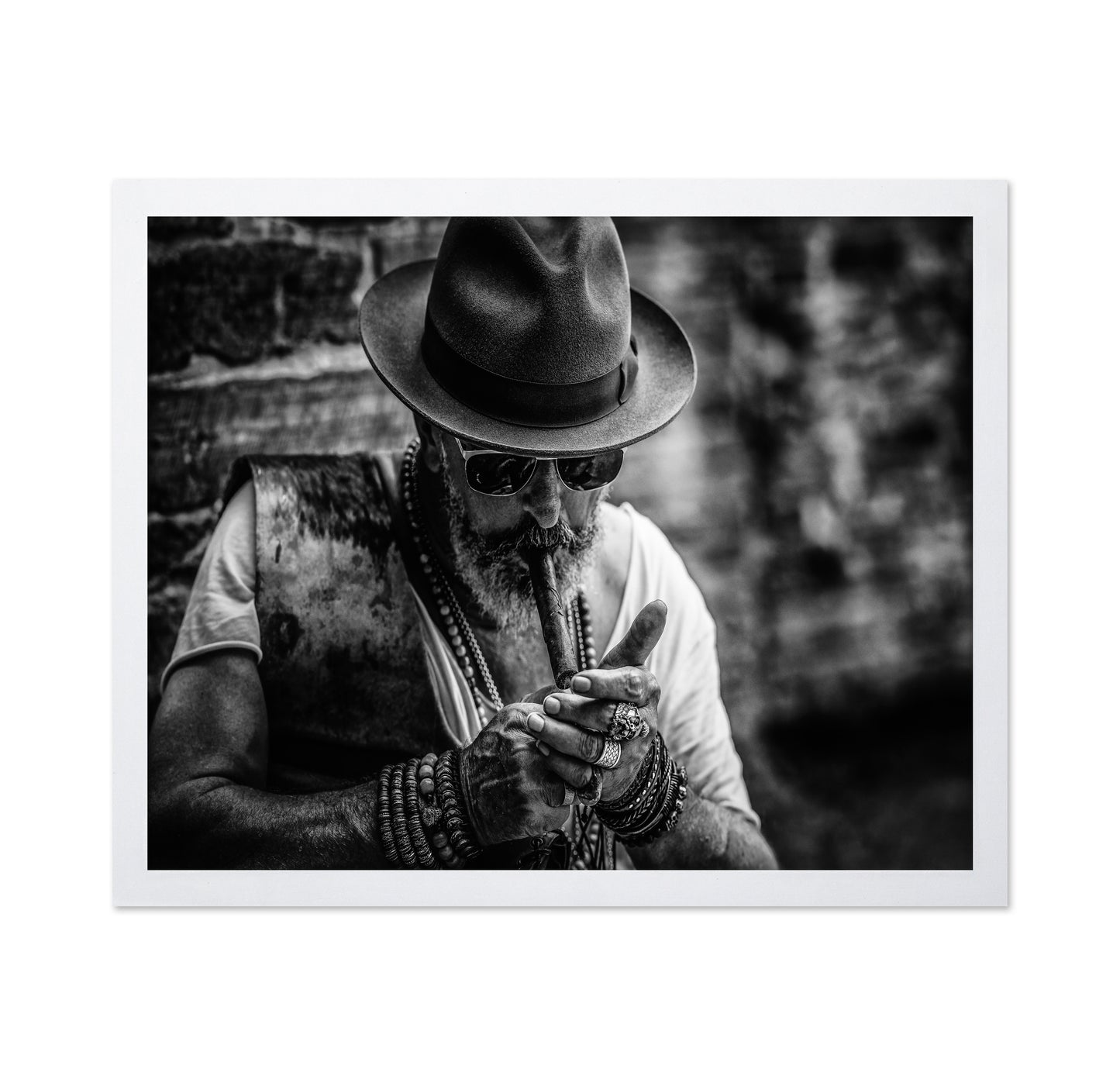 Bearded Old Man Smoking Cigar
