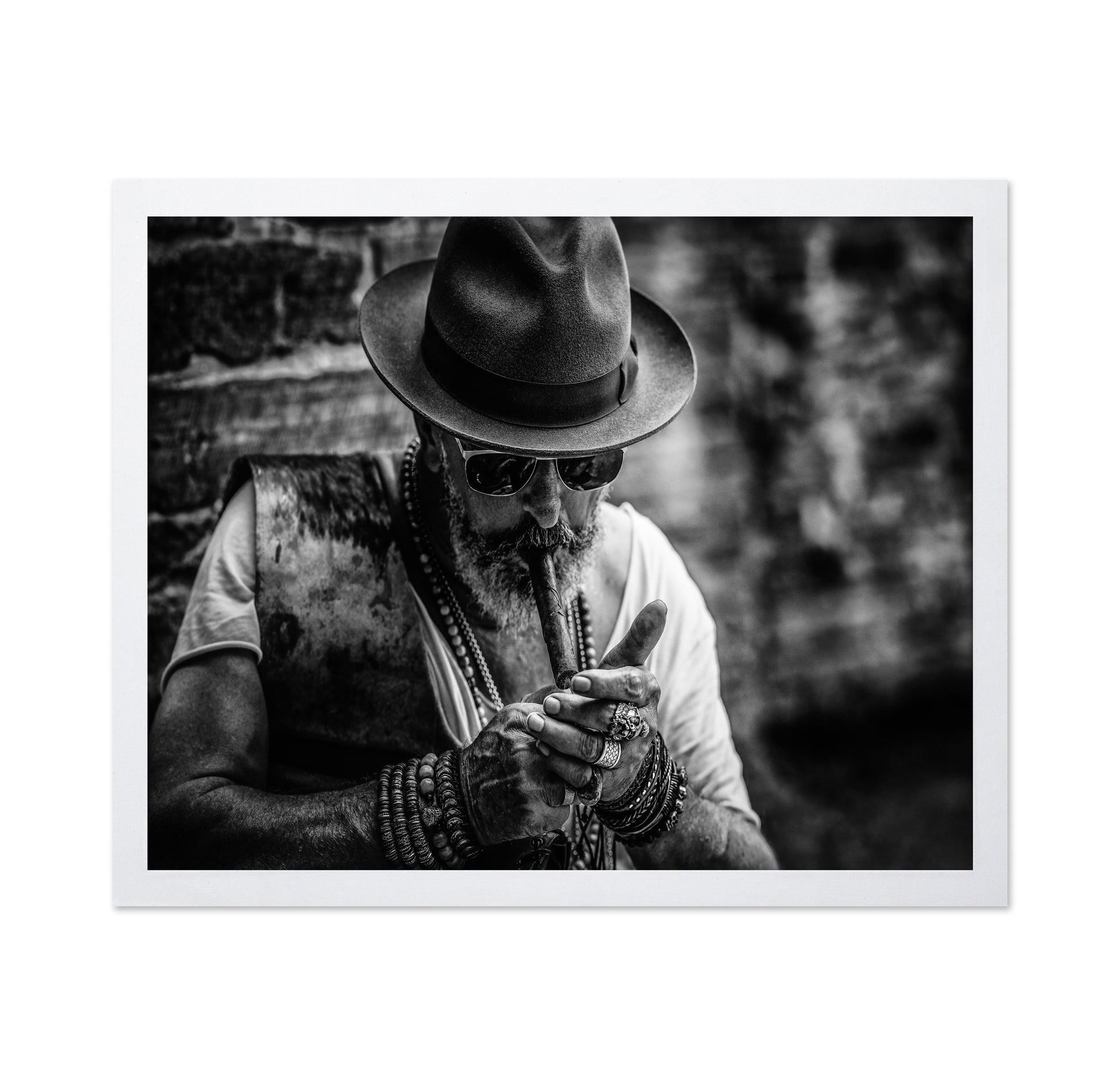 Bearded Old Man Smoking Cigar